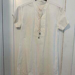 J. Crew Cream Lace-Up Blouse